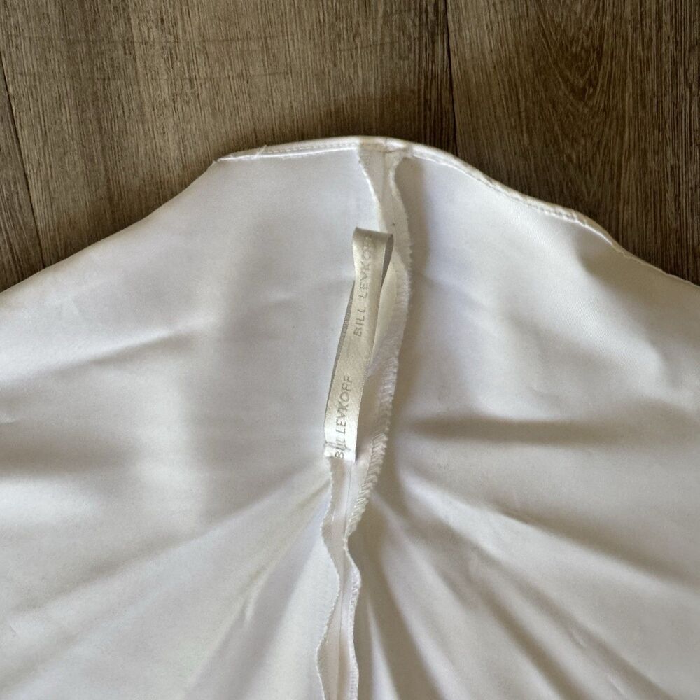 Bill Levkoff White Satin Strapless Wedding Gown Bridal Dress Bow Train Size 6 - Picture 11 of 16